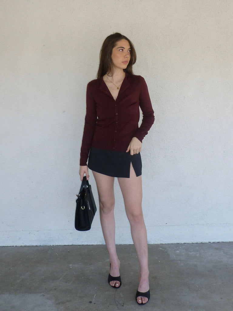 The Monica Cardigan in Burgundy