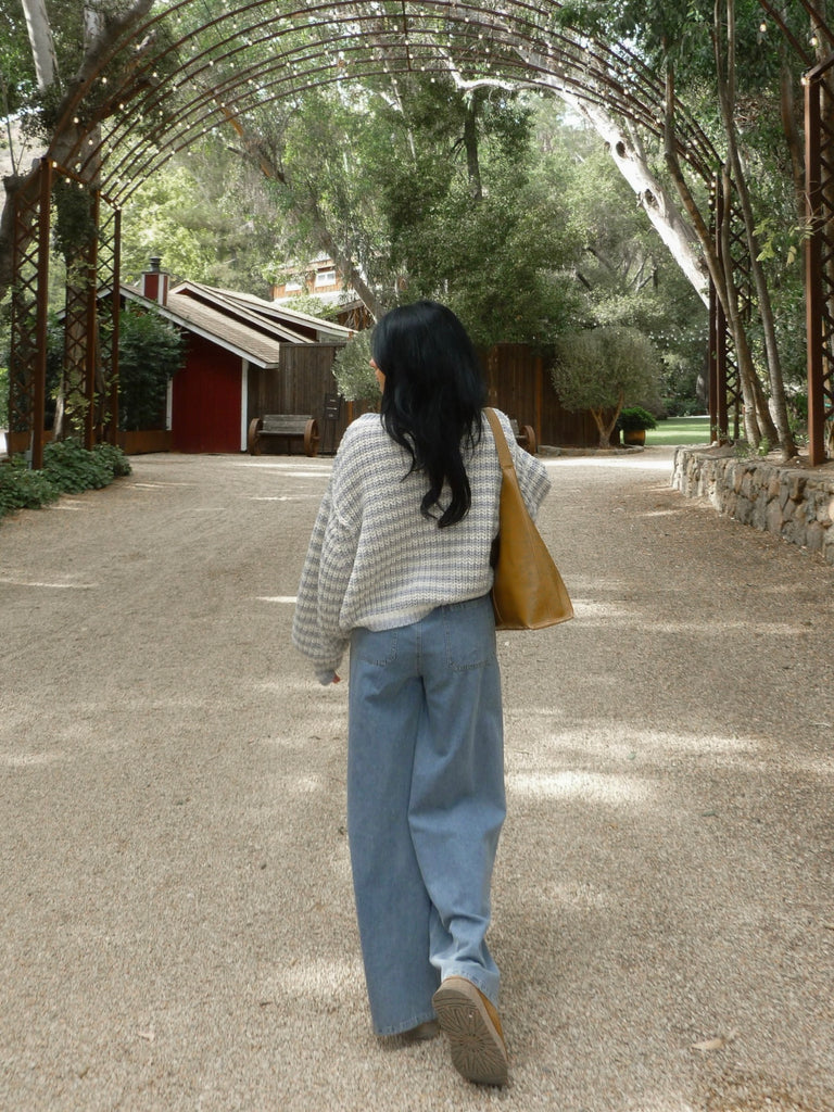 Blakely Striped Sweater in Pale Blue