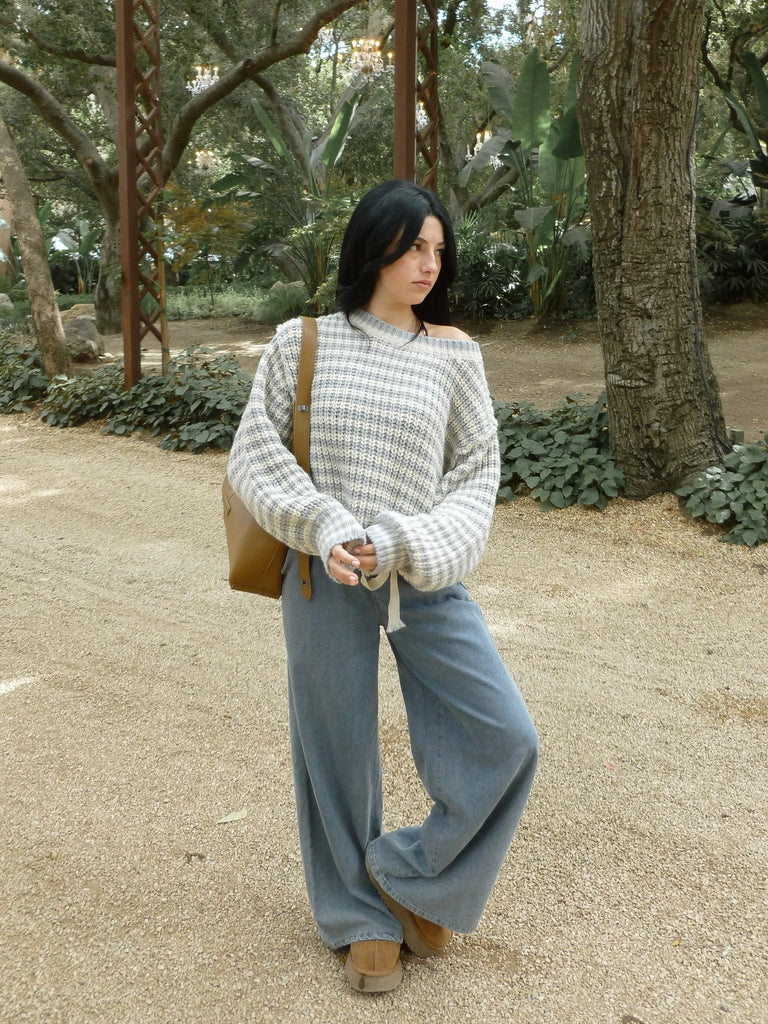 Blakely Striped Sweater in Pale Blue