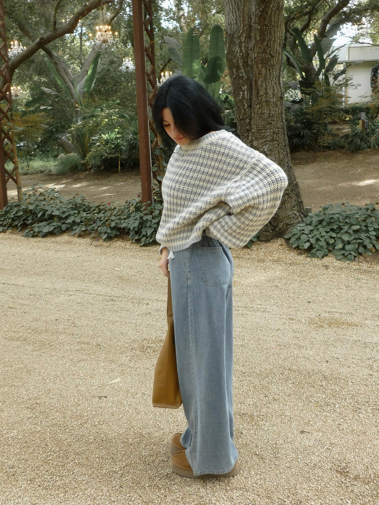 Blakely Striped Sweater in Pale Blue