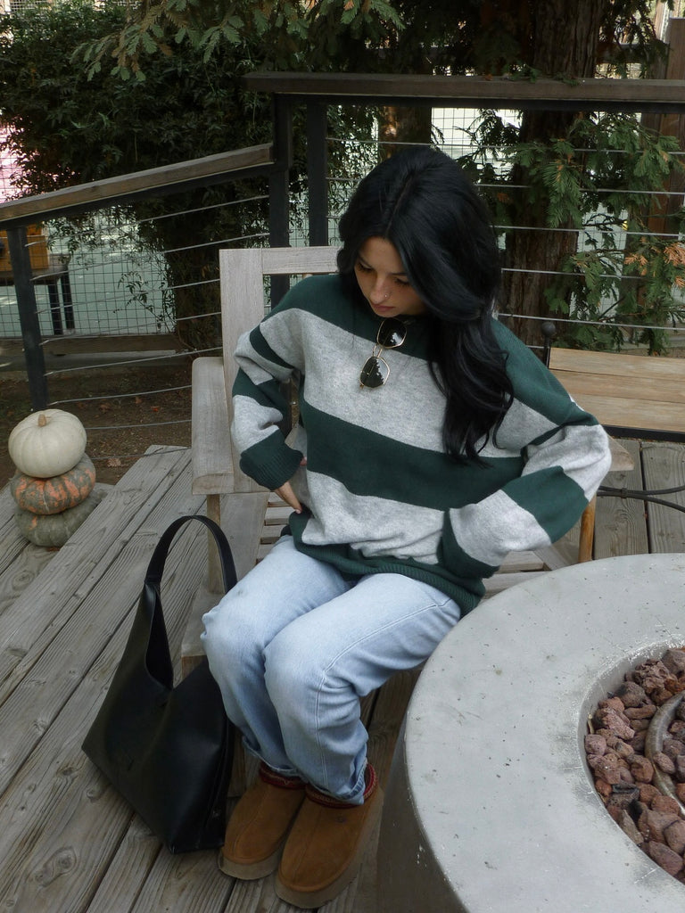 Atherton Striped Sweater in Green