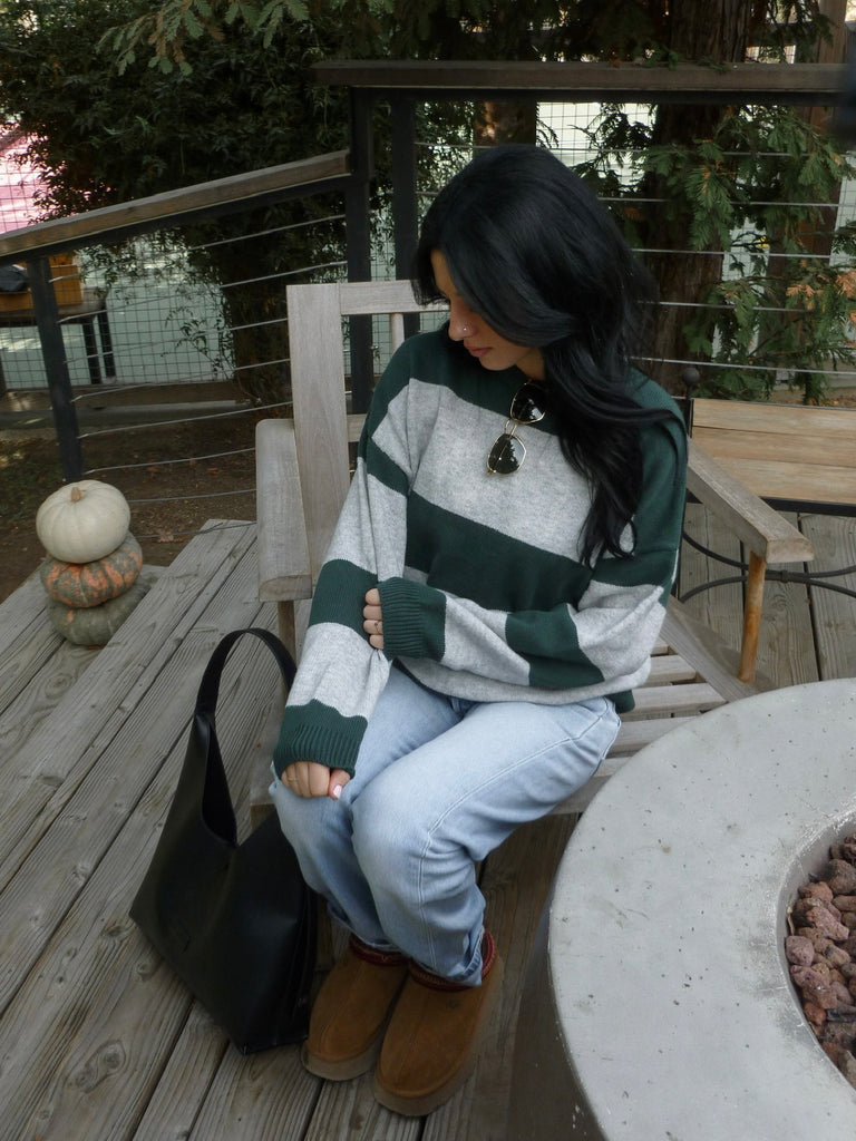 Atherton Striped Sweater in Green