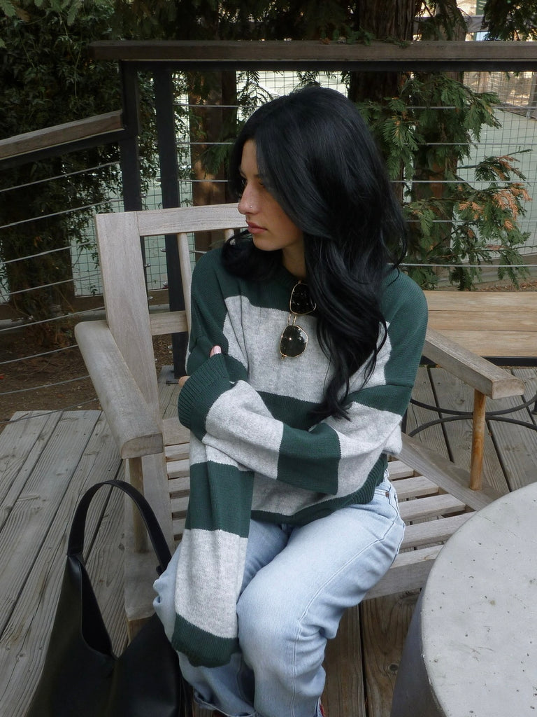 Atherton Striped Sweater in Green