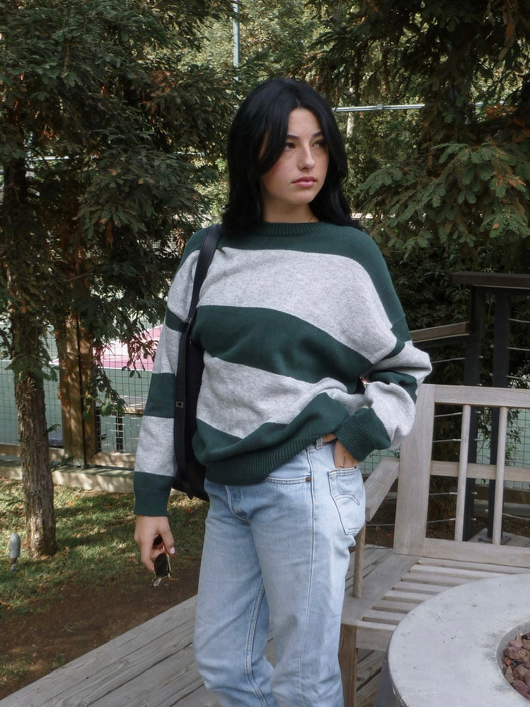 Atherton Striped Sweater in Green