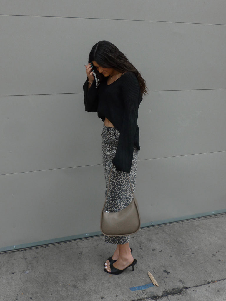 Zeplin Denim Maxi Skirt in Leopard