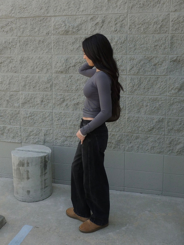 Second Skin Long Sleeve Top in Charcoal