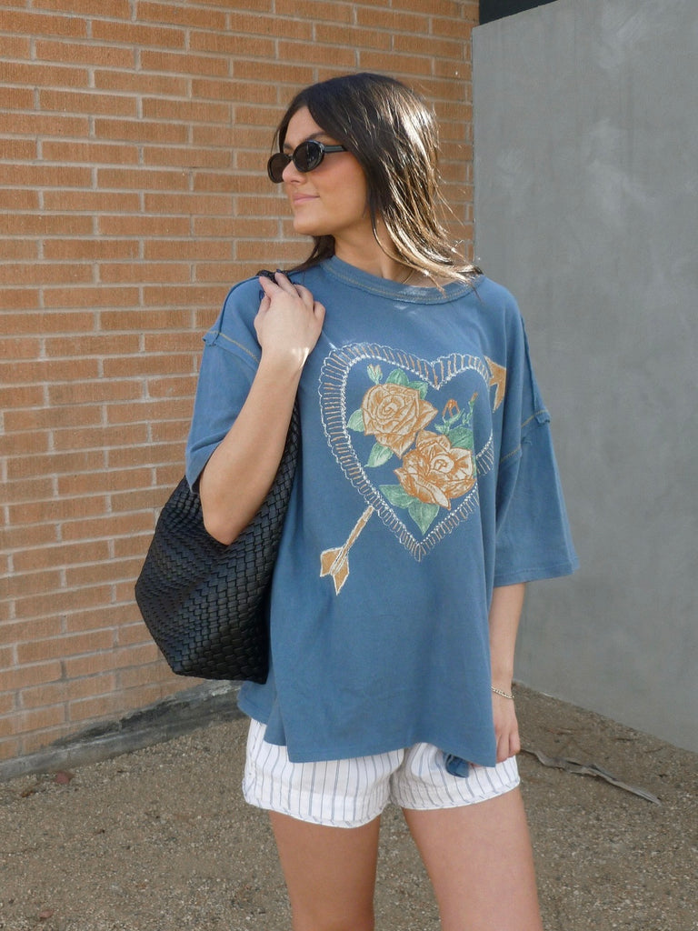 Love Rose Tee in Navy by FREE PEOPLE