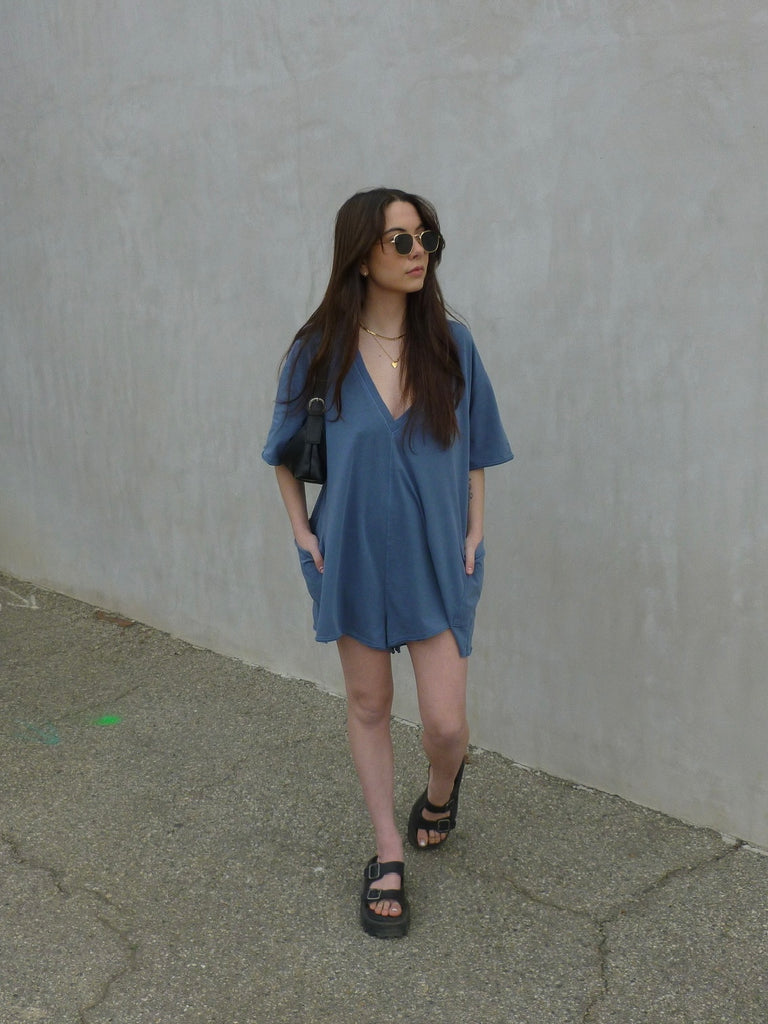 Hot Shot Tee Romper in Skyline by FREE PEOPLE