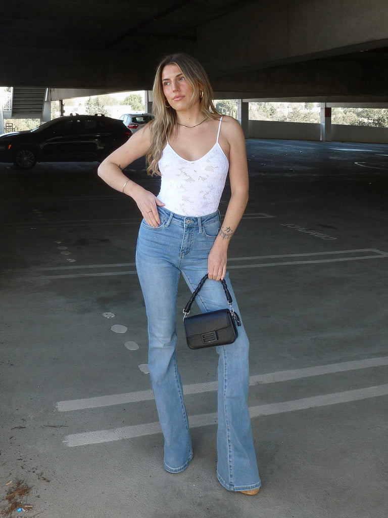 Bella High Rise Flare Jeans in Just Fine