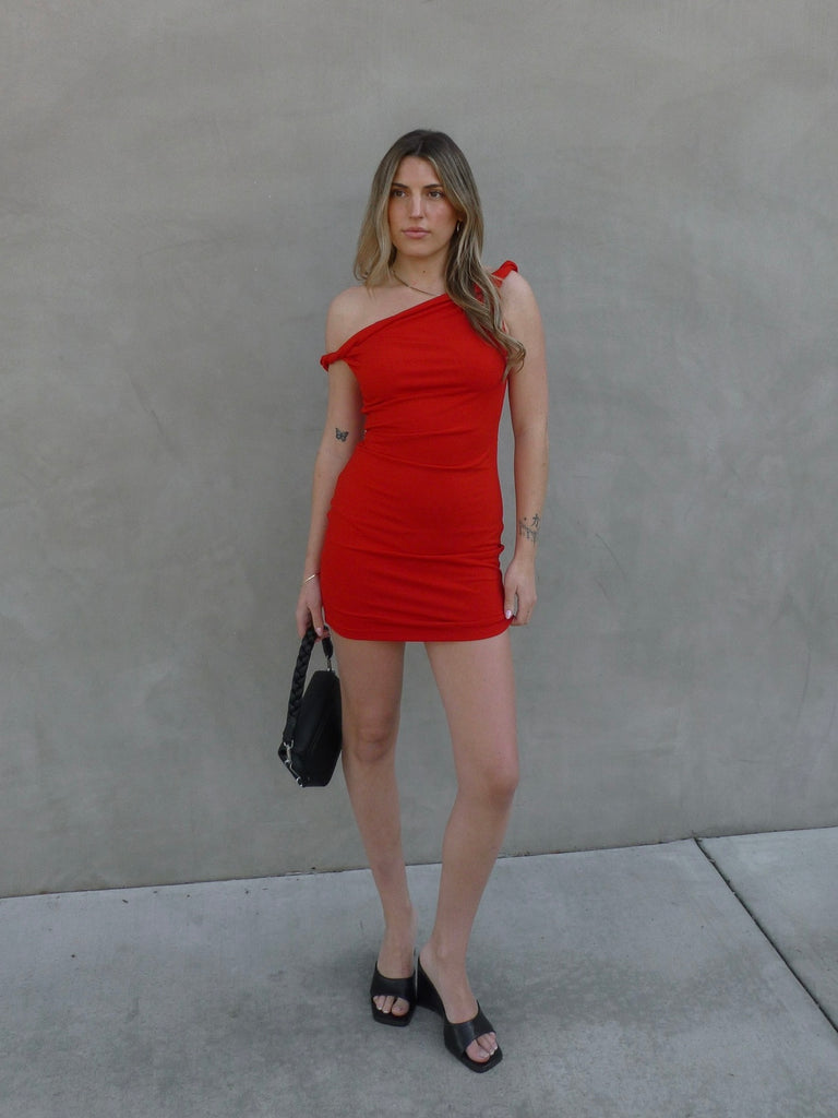 Take a Hint Mini Dress in Red