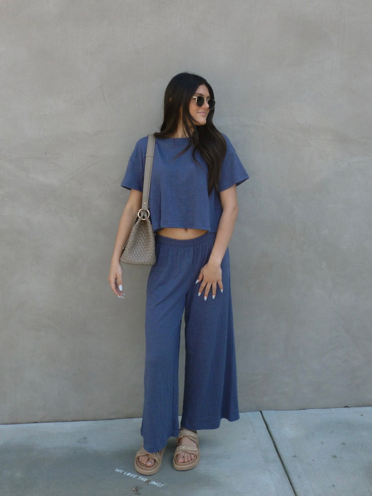 Sway Textured Cropped Tee in Worn Blue by Z SUPPLY