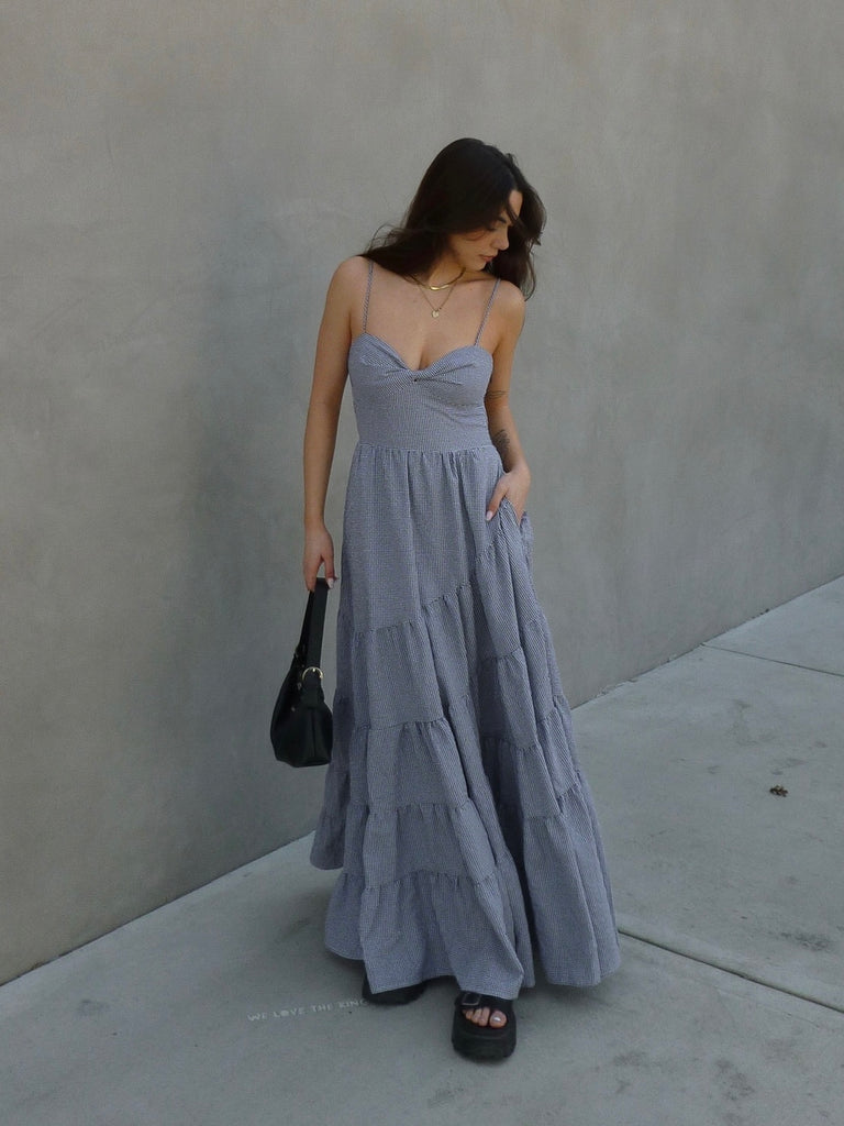 Toulouse Gingham Maxi Dress in Black