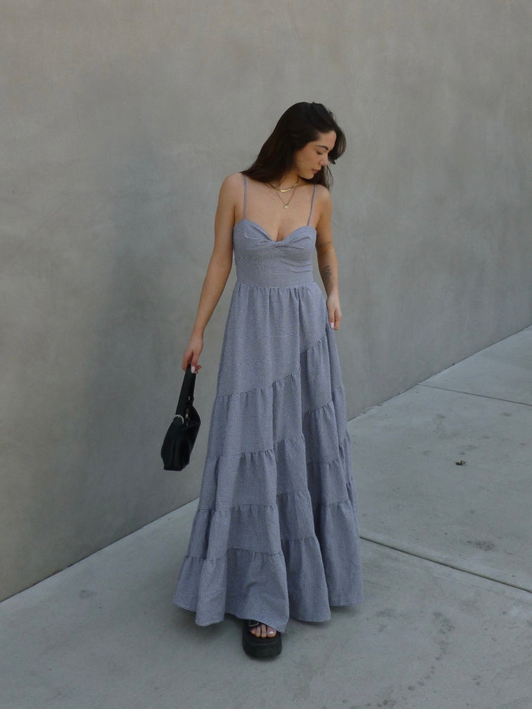 Toulouse Gingham Maxi Dress in Black