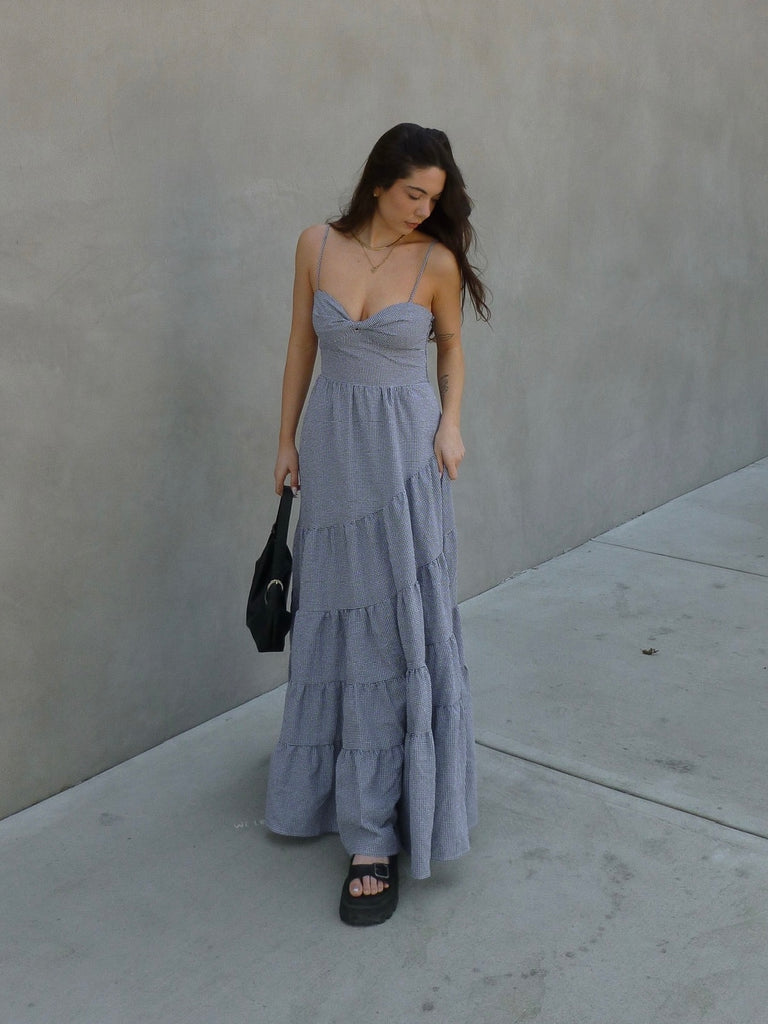 Toulouse Gingham Maxi Dress in Black