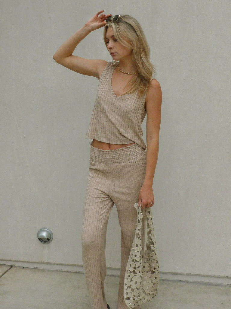 Dawn Smocked Rib Pant in Iced Coffee by Z SUPPLY