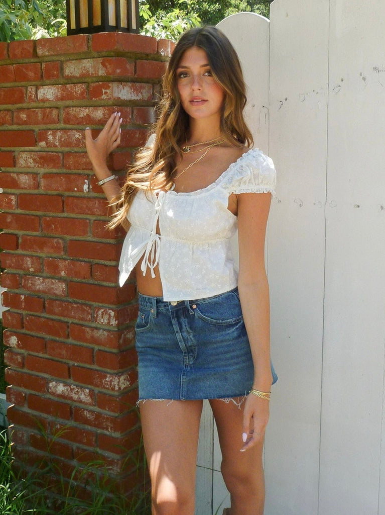 Carrie Eyelet Top in White