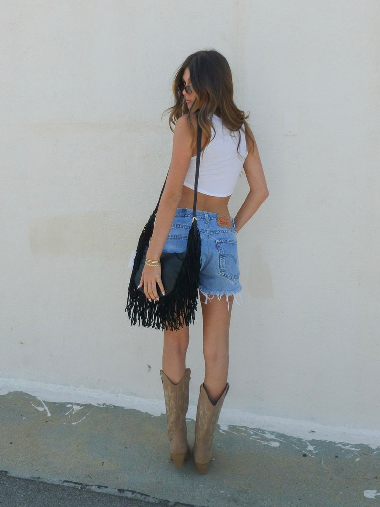 Dweller Fringe Shoulder Bag in Black