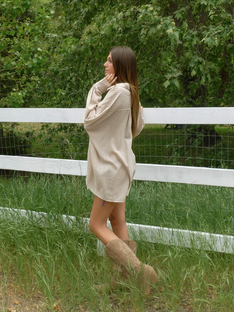 Beach Bound Button Down in Sand