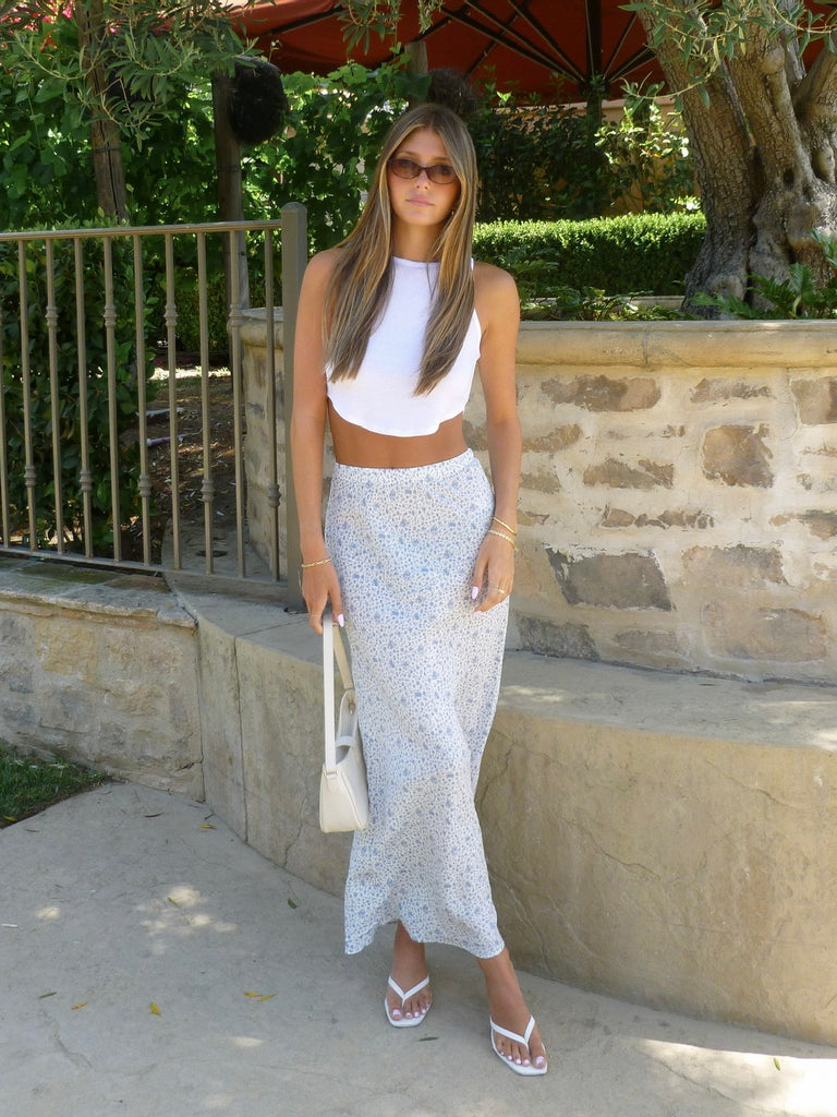 In Bloom Maxi Skirt in Blue