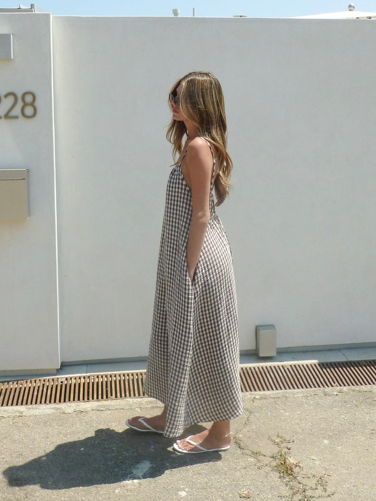 Check on it Maxi Dress in Chocolate Gingham