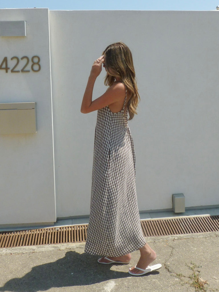 Check on it Maxi Dress in Chocolate Gingham