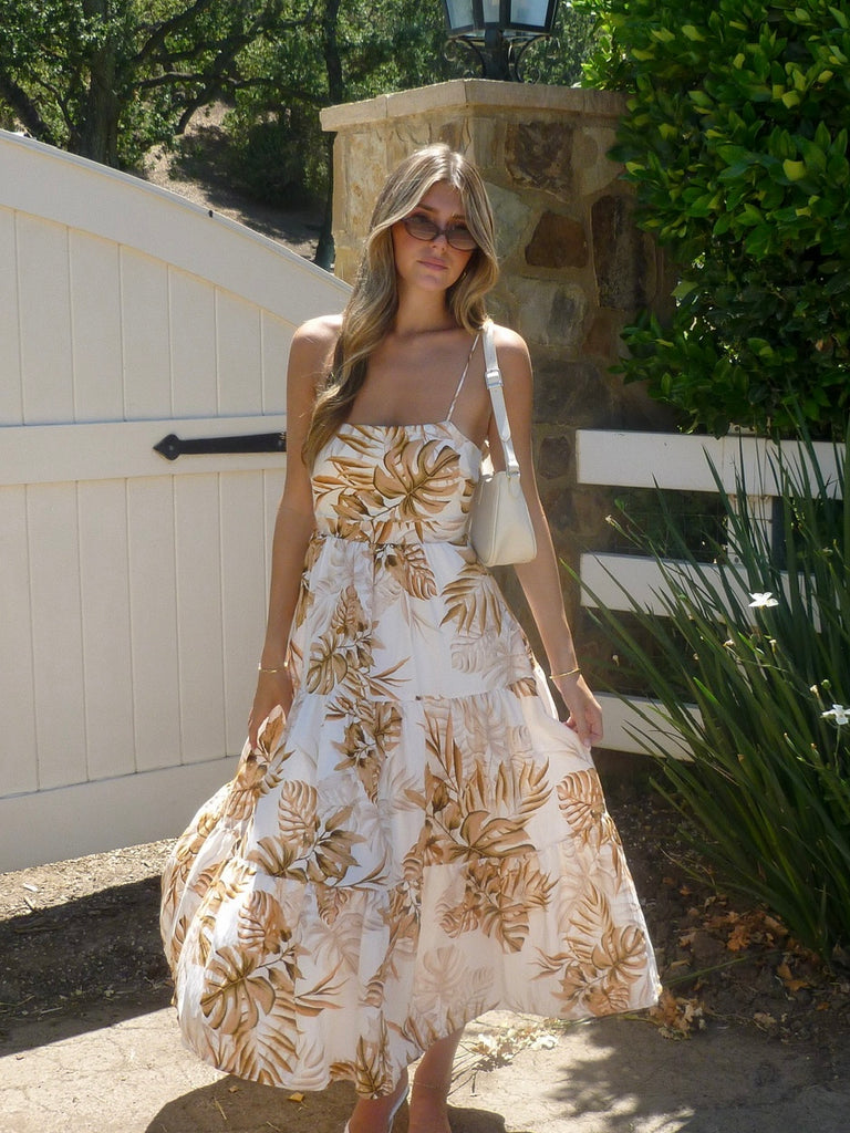 Golden Palms Midi Dress