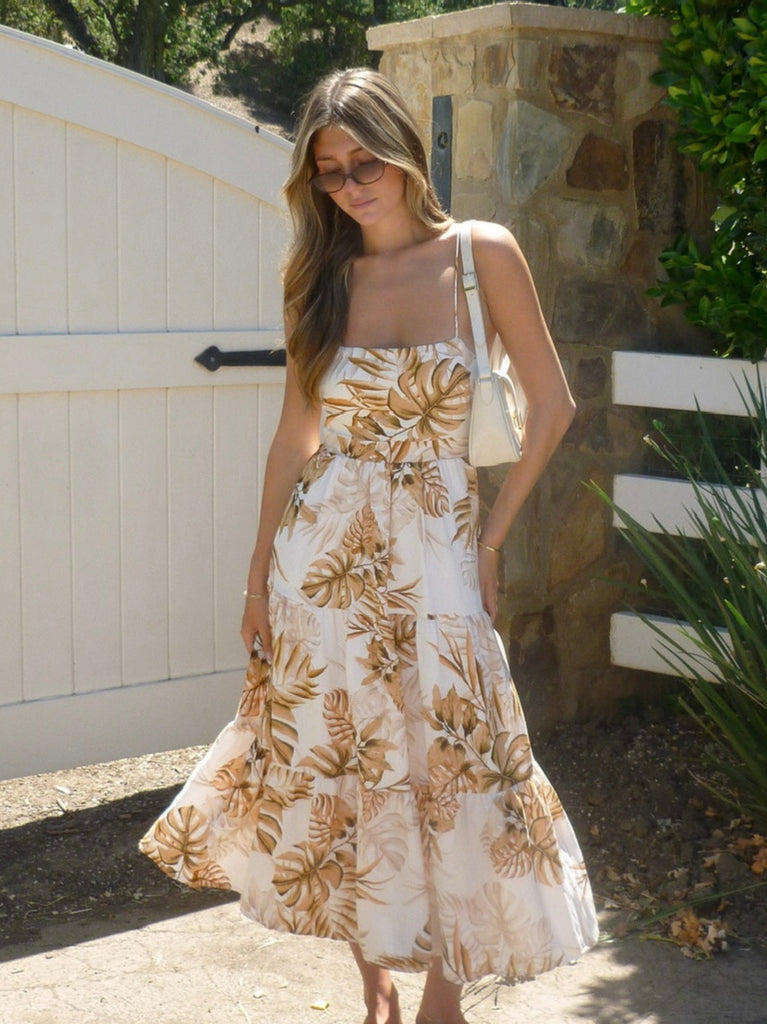 Golden Palms Midi Dress