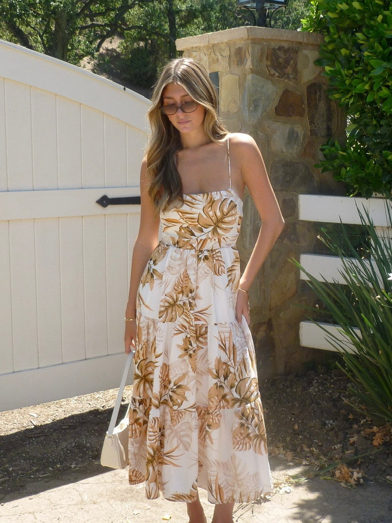 Golden Palms Midi Dress