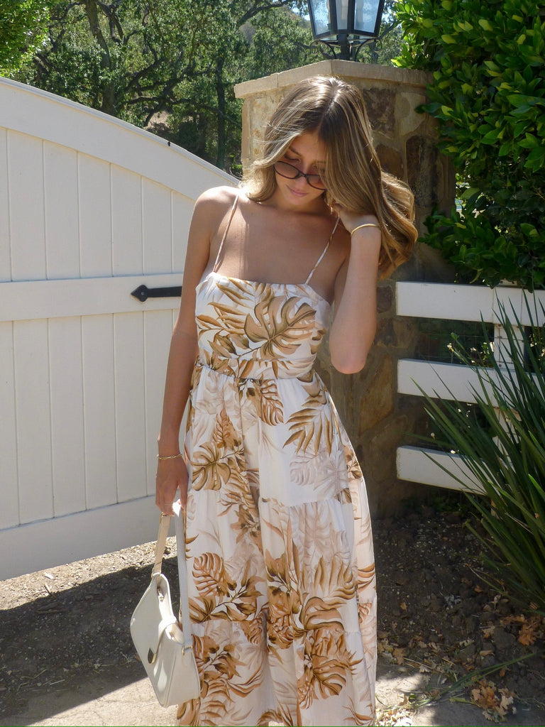 Golden Palms Midi Dress