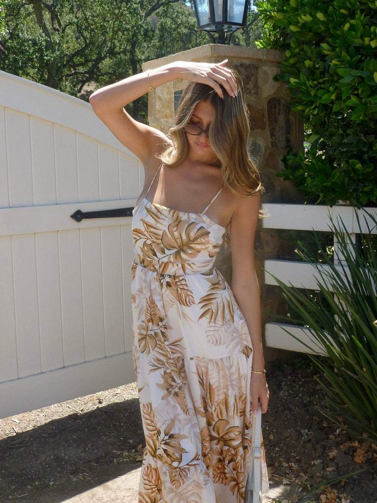 Golden Palms Midi Dress