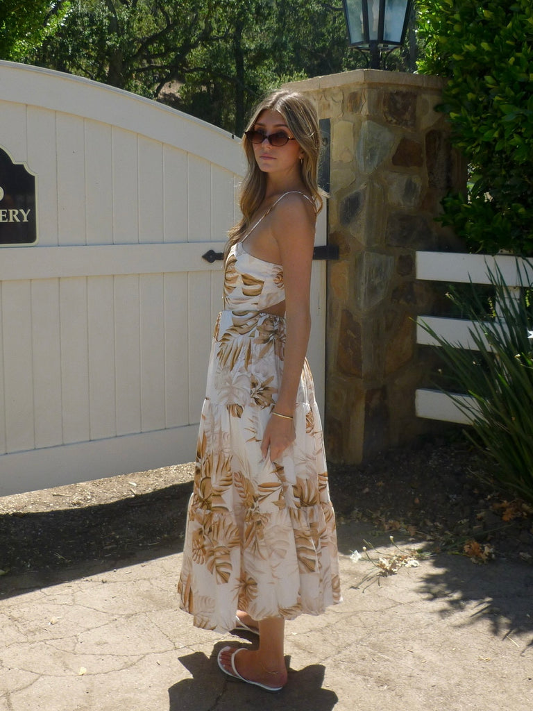 Golden Palms Midi Dress