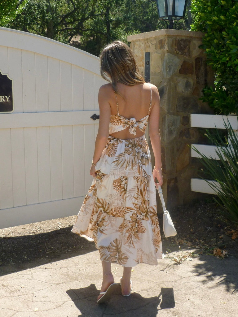 Golden Palms Midi Dress