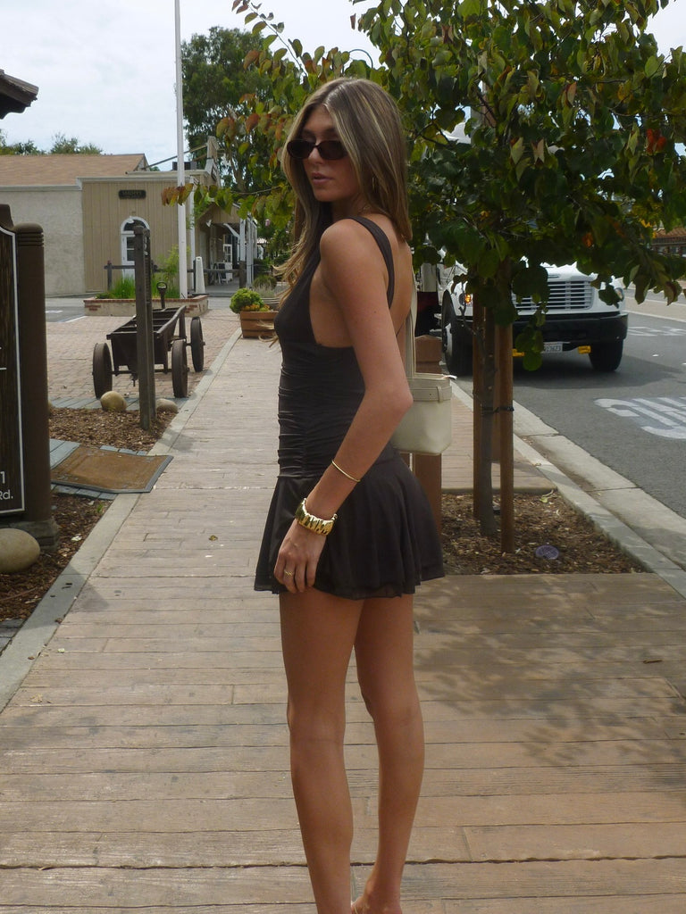 Val Mesh Dress in Espresso