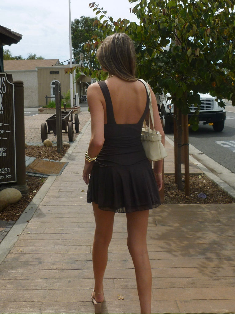 Val Mesh Dress in Espresso