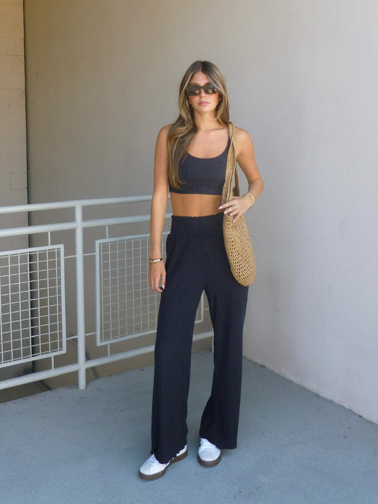 Zoe Rib Tank Bra in Black Sand by Z SUPPLY