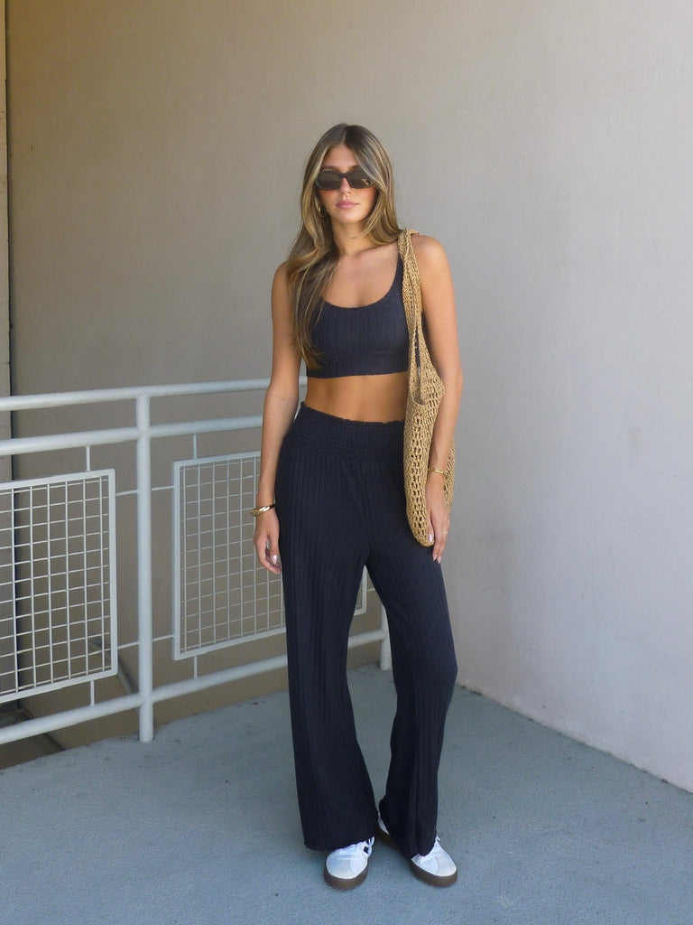 Zoe Rib Tank Bra in Black Sand by Z SUPPLY