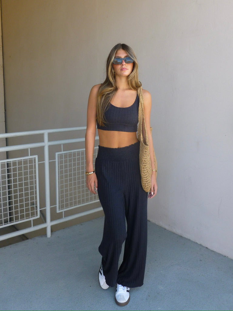 Zoe Rib Tank Bra in Black Sand by Z SUPPLY