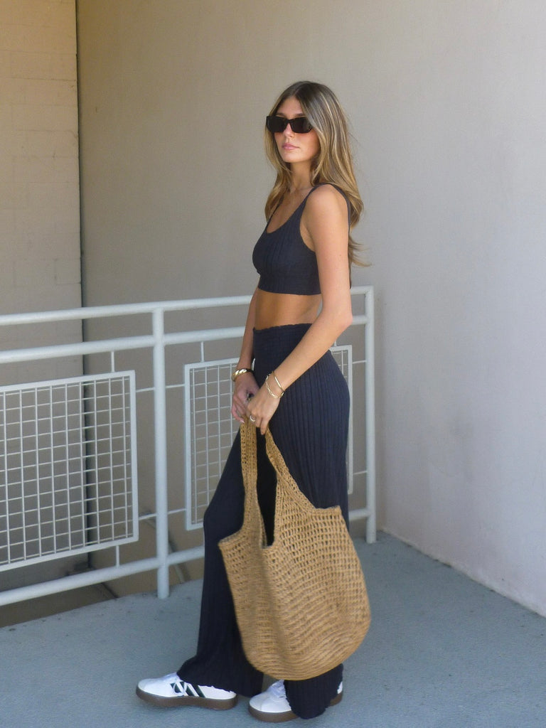 Zoe Rib Tank Bra in Black Sand by Z SUPPLY