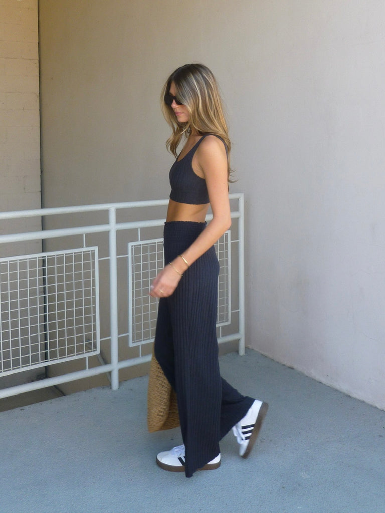 Dawn Smocked Rib Pant in Black Sand by Z SUPPLY