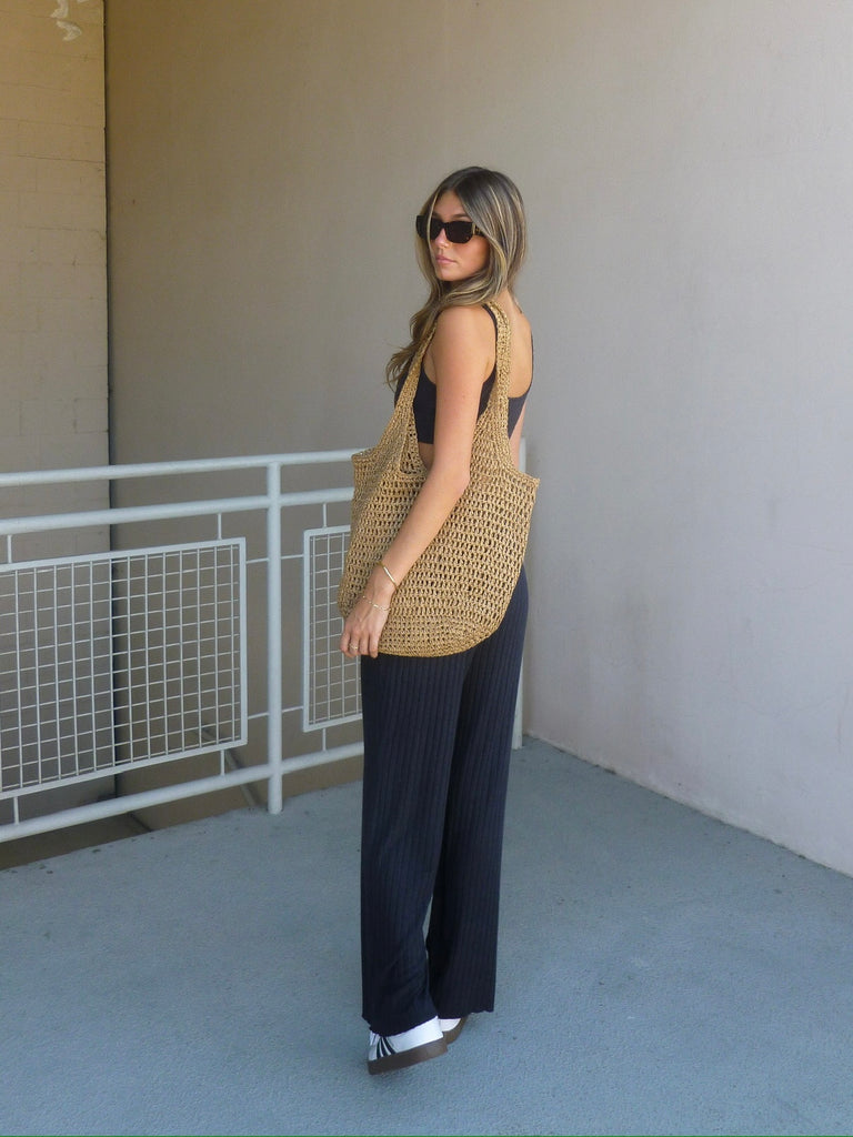 Dawn Smocked Rib Pant in Black Sand by Z SUPPLY