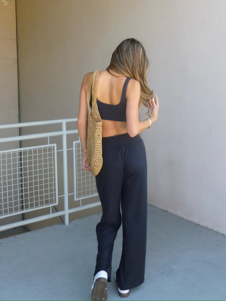 Zoe Rib Tank Bra in Black Sand by Z SUPPLY