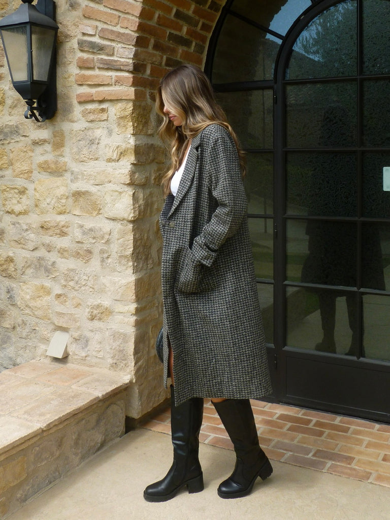 Longline Coat in Micro Check by RYLEE + CRU