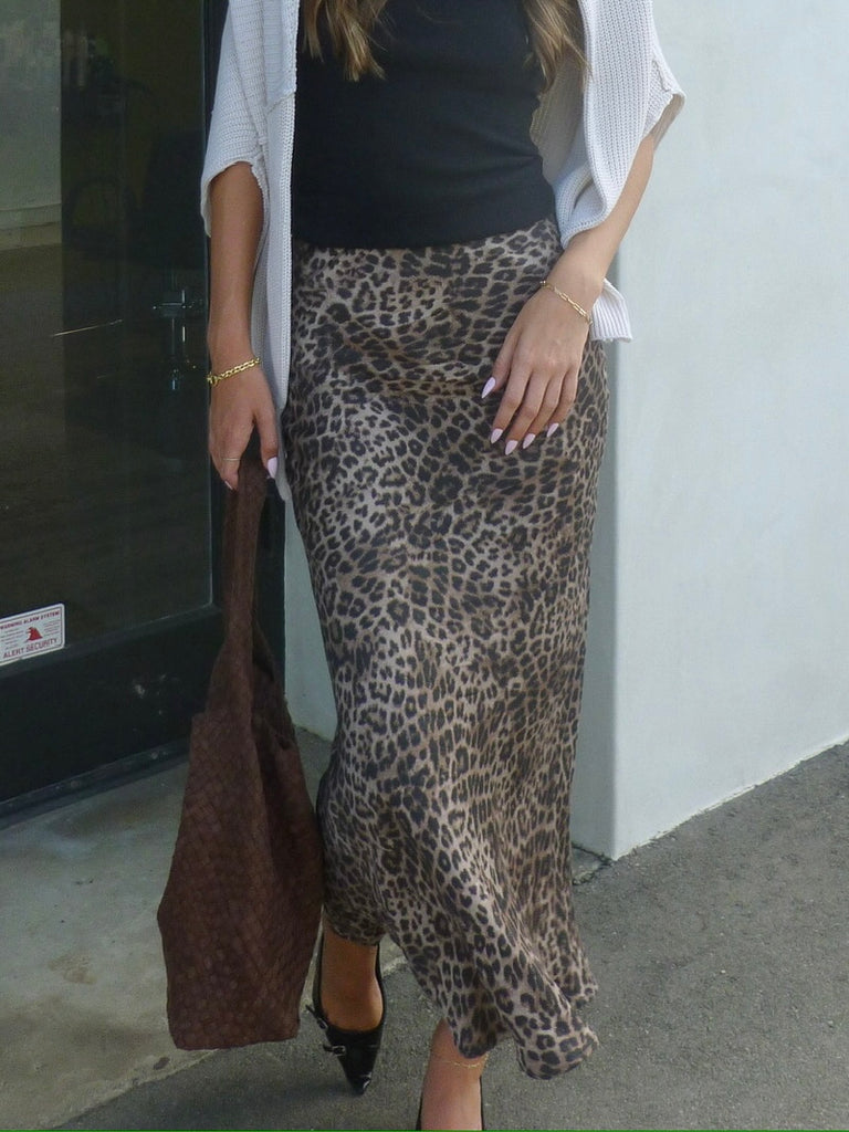 Izabel Leopard Skirt in Desert Tan by Z SUPPLY