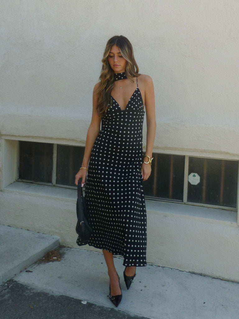 Bronte Polka Dot Maxi Dress with Scarf