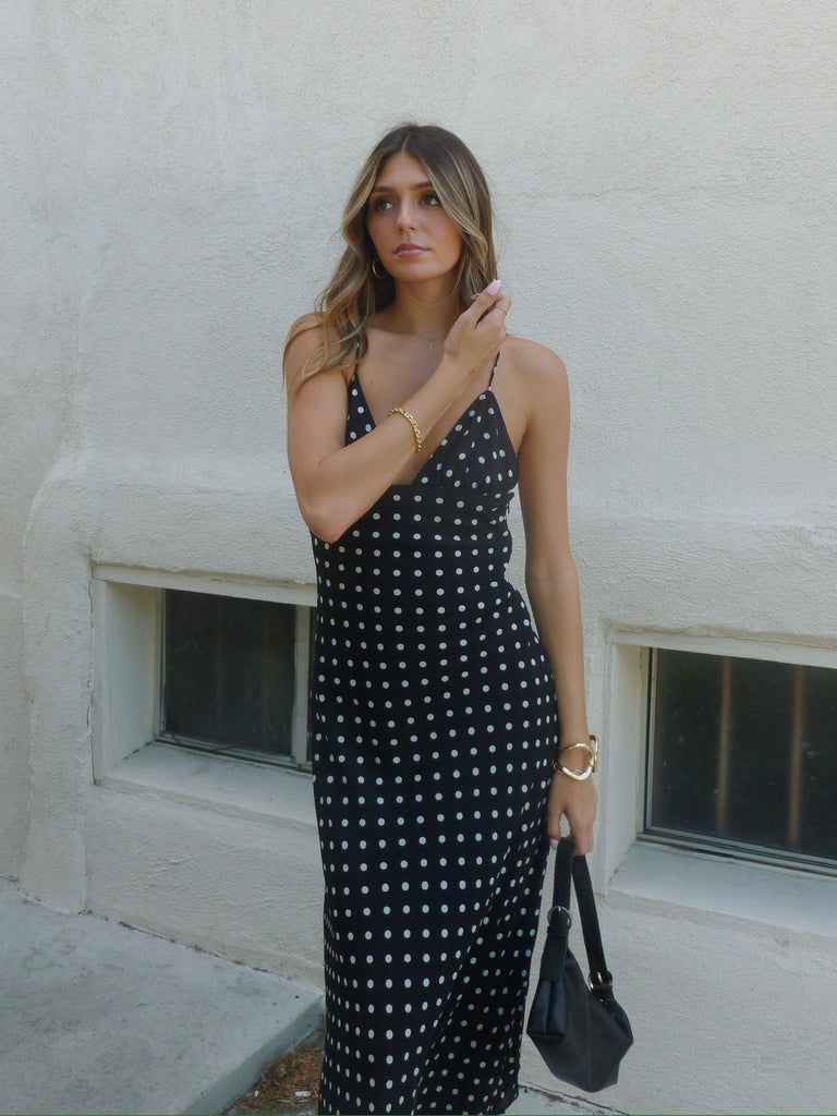 Bronte Polka Dot Maxi Dress with Scarf