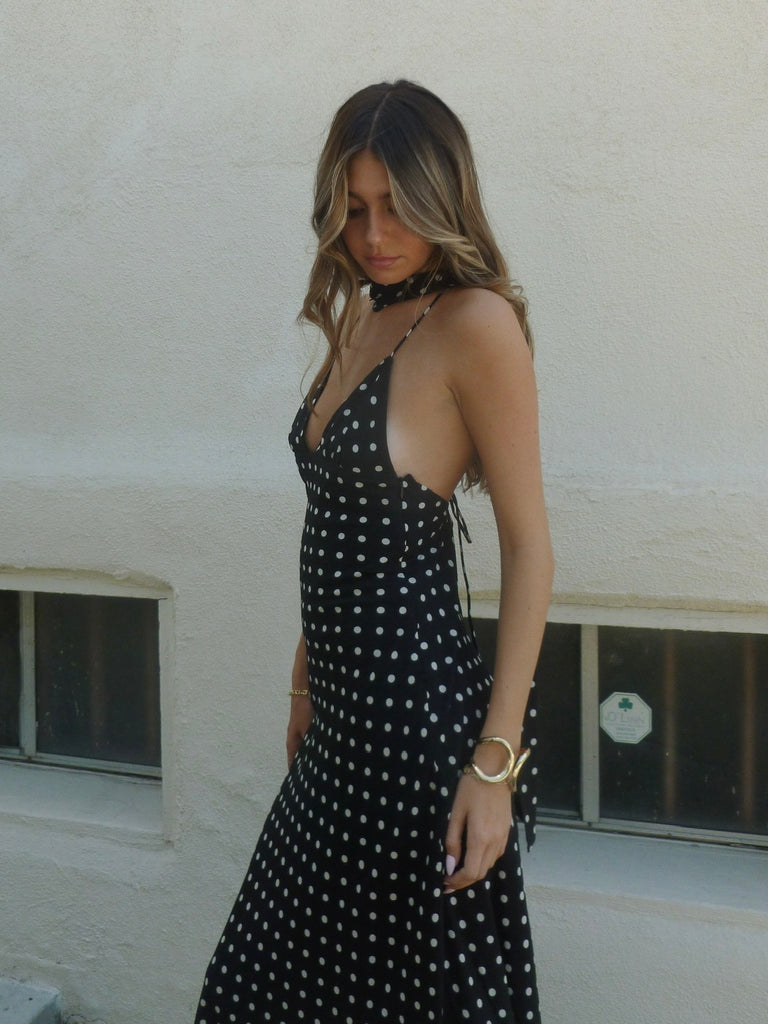 Bronte Polka Dot Maxi Dress with Scarf