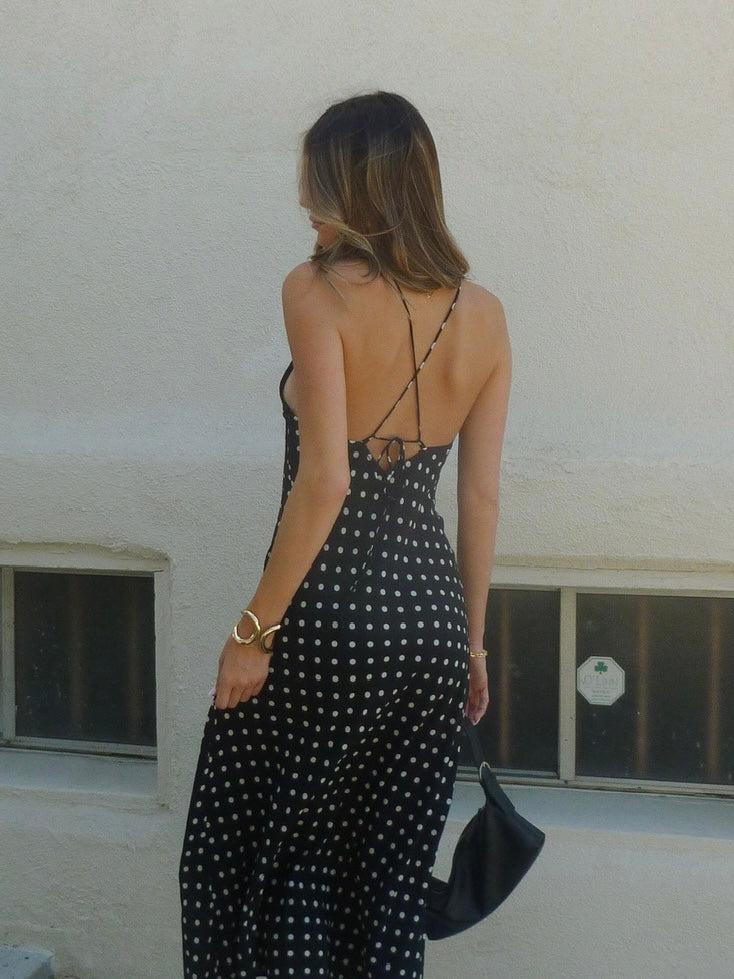 Bronte Polka Dot Maxi Dress with Scarf