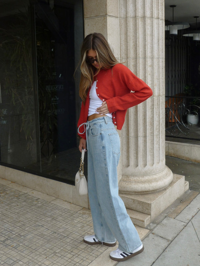 Ashton Button Down Cardigan in Red