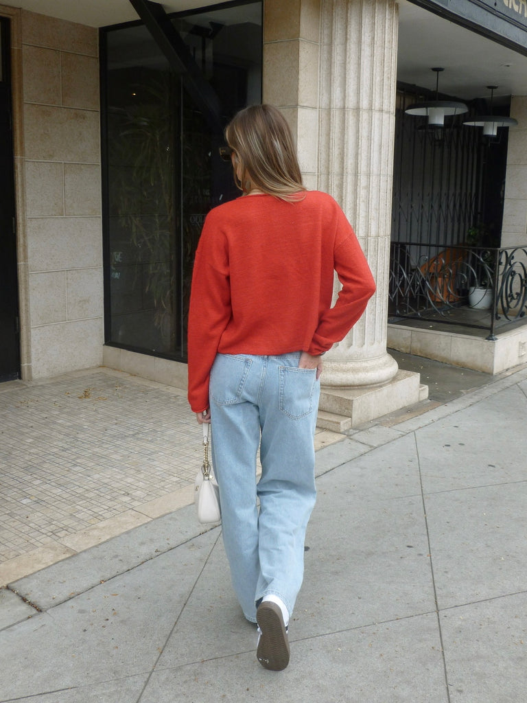 Ashton Button Down Cardigan in Red