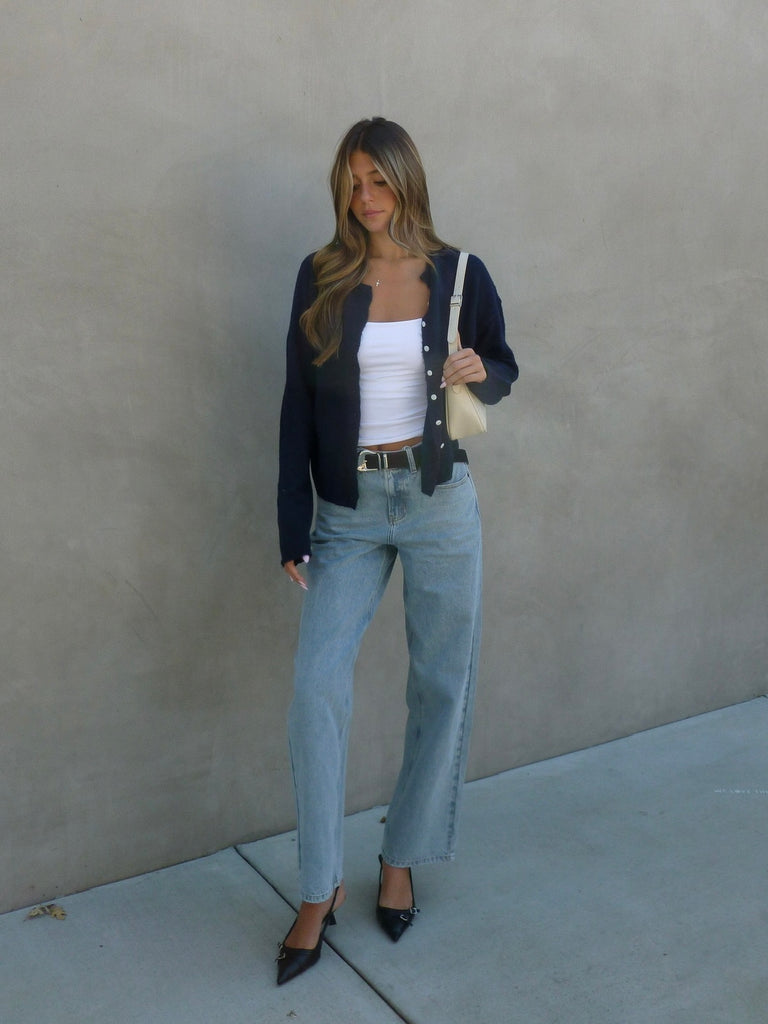 Ashton Button Down Cardigan in Navy